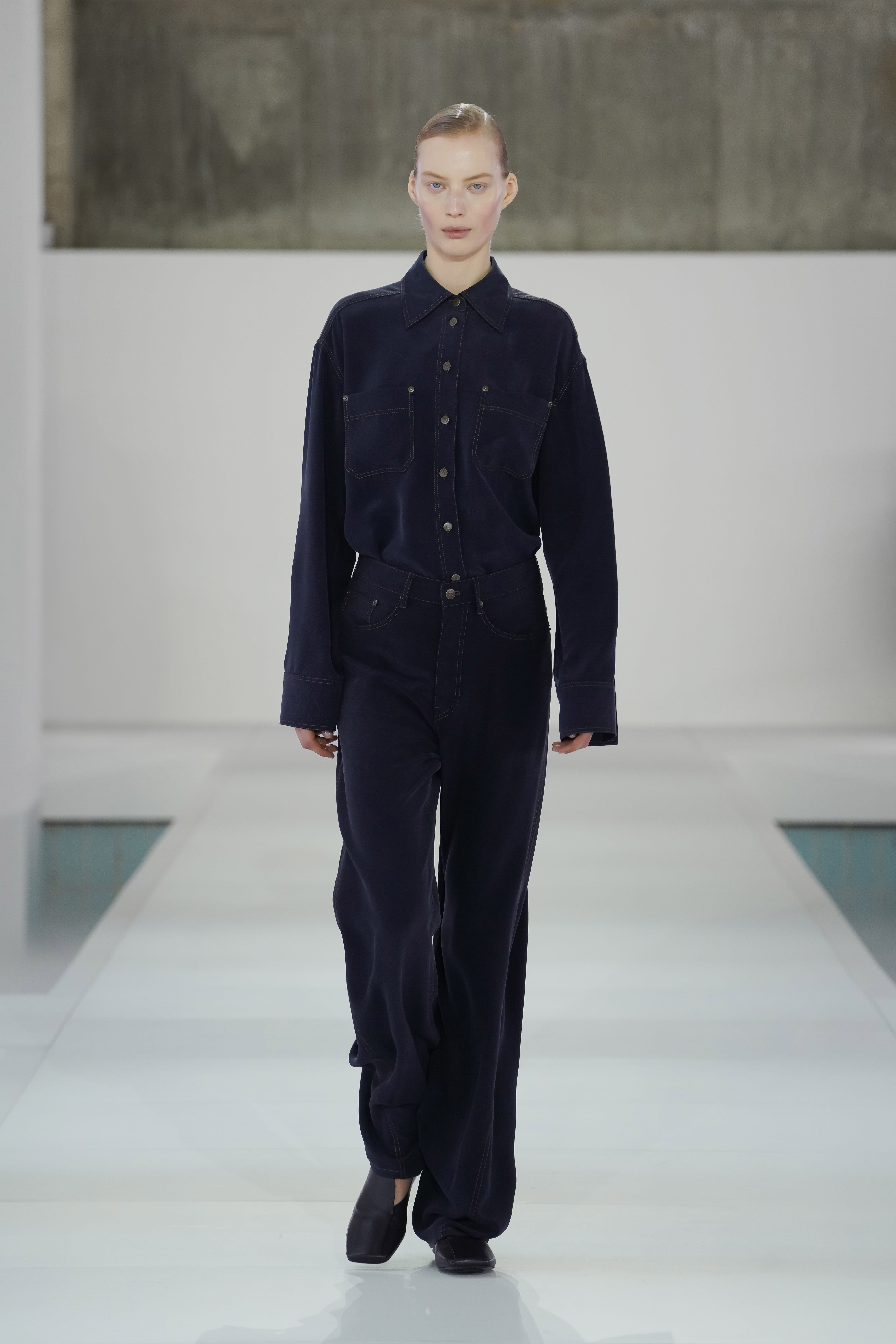 デニムエフェクト シルクシャツ